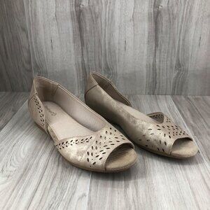 Baretraps Sandals Womens 11M Macayla Metallic Tan Slip On Flat Shoes